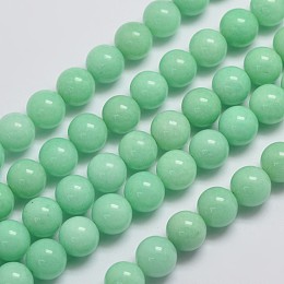 Honeyhandy Natural Malaysia Jade Beads Strands, Imitation Amazonite, Round, Dyed, Aquamarine, 10mm, Hole: 1mm, about 38pcs/strand, 15 inch