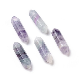 Honeyhandy Natural Amethyst Double Terminal Pointed Pendants, Faceted Bullet Charm, 30~35x8~9x8~9mm, Hole: 1.4mm