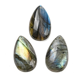 Natural Labradorite Pendants, Teardrop Charms, 30x18x6~7mm, Hole: 1.6mm