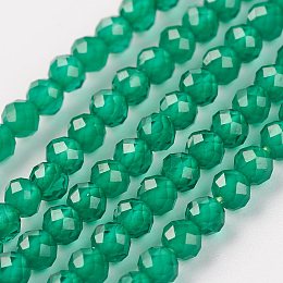 Honeyhandy Natural Quartz Crystal Bead Strand, Dyed, Imitation Emerald, Round, Faceted, 2mm, Hole: 0.5mm, about 164pcs/strand, 15.8 inch(40.2cm)