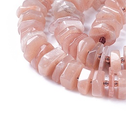 Honeyhandy Natural Sunstone Beads Strands, Heishi Beads, Disc/Flat Round, 8~13x8~11x1~4mm, Hole: 1mm, about 89~99pcs/strand, 15.9 inch(40.5cm)