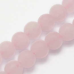 Honeyhandy Natural Rose Quartz Beads Strands, Frosted, Round, 10mm, Hole: 1mm, about 38pcs/strand, 15.3 inch(39cm)