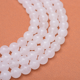 Honeyhandy Round Natural White Jade Bead Strands, White, 10~11mm, Hole: 1mm, about 39pcs/strand, 15.7 inch