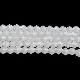 Honeyhandy Imitation Jade Glass Beads Strands, Faceted, Bicone, White, 4x4mm, Hole: 0.8mm, about 82~85pcs/strand, 30.5~31cm