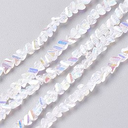 Honeyhandy Electroplate Glass Bead Strands, AB Color Plated, Faceted, Triangle, Clear, 3~3.5x2~3x2~3mm, Hole: 0.7mm, about 176~180pcs/strand, 13.4~15.3 inch(34~39cm)