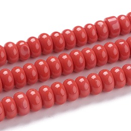 Honeyhandy K9 Glass Beads Strands, Imitation Jade Glass Beads, Rondelle, Dark Red, 8~8.5x4.5~5mm, Hole: 1.4mm, about 84pcs/Strand, 15.87 inch(40.3cm)