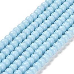 Opaque Glass Beads Strands, Round, Light Sky Blue, 2~2.5mm, Hole: 0.6mm, about 173~180pcs/strand, 14.57''~14.84''(37~37.7cm)