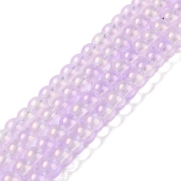 Glass Bead Strands, with Glitter Powder, Round, Violet, 6x5.5mm, Hole: 1mm, about 142pcs/strand, 29.92''(76cm)