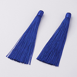 Honeyhandy Nylon Tassels Big Pendant Decorations, Marine Blue, 120x10mm, Hole: 5mm