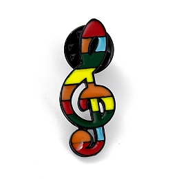 Honeyhandy Musical Note Enamel Pin, Alloy Enamel Brooch for Teen Girl Women, Electrophoresis Black, Colorful, 32x13x10mm, Pin: 1mm