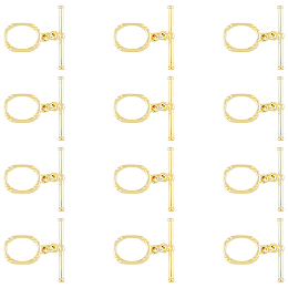 Arricraft 12 Sets About 16.5mm 18K Gold Plated Brass Toggle Clasps T-bar End Clasps with Jump Rings Oval Toggle Clasps for Making Jewelry Bracelet Necklace Earring Keychain, Hole: 1.8 mm