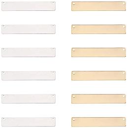 PandaHall Elite 20pcs 1.3 Inch Metal Stamping Blank Bar Brass Tag Pendants Rectangle Charm for DIY Bracelet Necklace Earring (Golden & Silver)