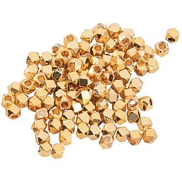 Arricraft 100 Cube Spacers Beads, Gold Cornerless Cube Metal Beads for Bracelet Necklace Jewelry Making, 2.5mm