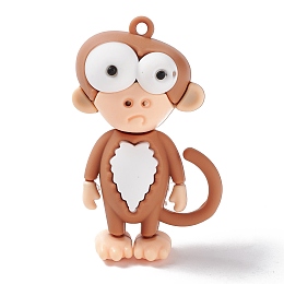 Honeyhandy Opaque PVC Plastic Big Pendants, Monkey, Camel, 57x36x24mm, Hole: 3mm