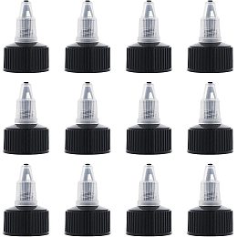 OLYCRAFT 36pcs Squeeze Bottle Cap Black and Natural Twist Caps Replacement Caps for Squeeze Bottles Glue Bottles Dispensing Caps Neck Diameter 1 Inch Diameter