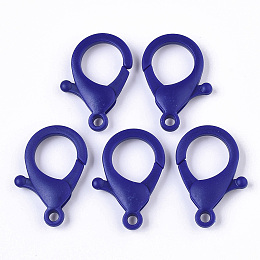 Honeyhandy Plastic Lobster Claw Clasps, Royal Blue, 35x24.5x6mm, Hole: 3mm