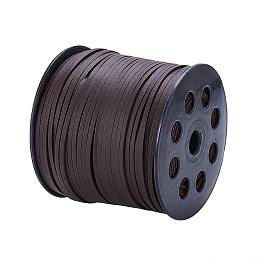 NBEADS 2.7mm 98 Yards/Roll Coconut Brown Color of Lace Flat Faux Suede Leather Cord, One Side Covering with Imitation Leather Beading Thread Cords Braiding String for Jewelry Making