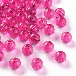 Honeyhandy Transparent Acrylic Beads, Round, Fuchsia, 10x9mm, Hole: 2mm, about 940pcs/500g