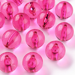 Honeyhandy Transparent Acrylic Beads, Round, Fuchsia, 20x19mm, Hole: 3mm, about 111pcs/500g