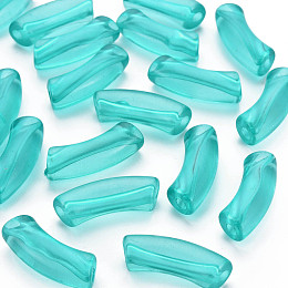 Honeyhandy Transparent Acrylic Beads, Curved Tube, Light Sea Green, 32x9.5x8mm, Hole: 1.8mm, about 330pcs/500g