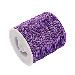 PandaHall Elite 109 Yard 1mm Non Stretch Metallic Cord Rope Tinsel String Jewelry Braided Thread Gift Wrap Ribbon Metallic Tinsel Cord Rope Purple