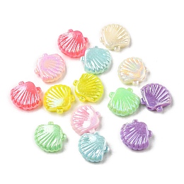 Acrylic Beads, AB Color Plated, Shell, Mixed Color, 10x11x3.5mm, Hole: 1.5mm, 2173pcs/500g