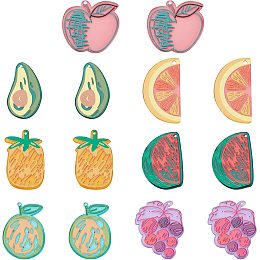 SUNNYCLUE 1 Box 14Pcs 7 Styles Fruit Charms 3D Printed Acrylic Apple Watermelon Orange Grape Colorful Fruits Slices Pendants for Jewelry Making Charms Necklaces Earrings DIY Findings