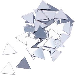 AHANDMAKER Sew on Silver Mirror Rhinestones, 50 Pcs Triangle Shape Sew on Acrylic for Costume Evening Dresses Cloth Garment Decoration Accessory, Silver