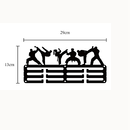 CREATCABIN Sports Theme Iron Medal Hanger Holder Display Wall Rack, with Screws, Karate Pattern, 130x290mm