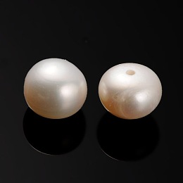 Honeyhandy Natural Cultured Freshwater Pearl Beads, Half Drilled, Rondelle Bisque, 8.8~9x8mm, Hole: 0.8mm