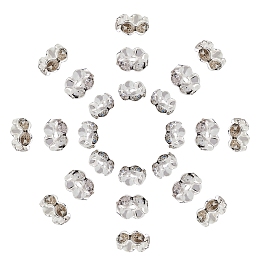 Brass Rhinestone Spacer Beads, Grade A, Rondelle, Silver Color
