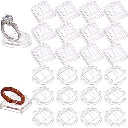 PandaHall Elite 36pcs Ring Display Stands, 2 Styles Plastic Ring Holder Jewelry Display for Selling Ring Stand for Jewelry Single Finger Rings Decorative Display Stands for Jewelry Ring, Round/Square