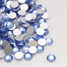 Honeyhandy Glass Flat Back Rhinestone, Grade A, Back Plated, Faceted, Half Round, Light Sapphire, 3.8~4mm, about 1440pcs/bag