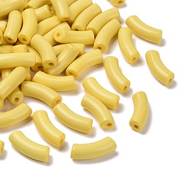 Honeyhandy Opaque Acrylic Beads, Curved Tube, Champagne Yellow, 34.5x13x11mm, Hole: 3.5mm, about 155pcs/500g