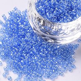 Honeyhandy Glass Seed Beads, Trans. Colours Lustered, Round, Cornflower Blue, 2mm, Hole: 1mm, 30000pcs/pound