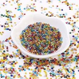 Honeyhandy 12/0 Grade A Round Glass Seed Beads, Silver Lined, Mixed Color, 2x1.5mm, Hole: 0.7mm