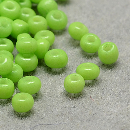 Honeyhandy 12/0 Grade A Round Glass Seed Beads, Baking Paint, Lawn Green, 12/0, 2x1.5mm, Hole: 0.7mm, about 30000pcs/bag