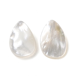 Honeyhandy Natural White Shell Beads, Teardrop, Seashell Color, 13~14.5x9.5~10x2~3.5mm, Hole: 0.7mm