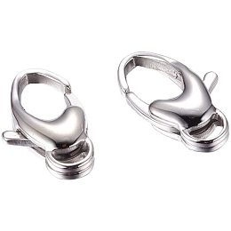 UNICRAFTALE About 20pcs 304 Stainless Steel Lobster Claw Clasps Silver Color Charms for DIY Jewelry Making 10x20mm