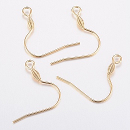 Honeyhandy 304 Stainless Steel Earring Hooks, Ear Wire, with Horizontal Loop, Golden, 21x21x2.5mm, Hole: 2.5mm, 20 Gauge, Pin: 0.8mm