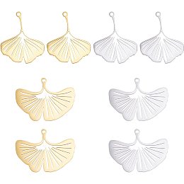 UNICRAFTALE 8pcs 2 Colors Ginkgo Leaf Pendants 201 Stainless Steel Autumn Charms Metal Leaf Pattern Dangle Pendants for Jewelry Making