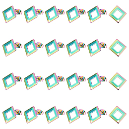 UNICRAFTALE 24pcs Rainbow Rhombus Stud Earring 13.5mm Stainless Steel Hollow Earring Posts Hypoallergenic Stud Earring with Loop and Ear Nut for DIY Jewelry Making