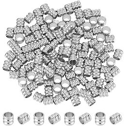 UNICRAFTALE 120pcs Groove Spacer Beads Stainless Steel Column Beads Lanyard Beads 2.8mm Large Hole Spacer Beads for DIY Bracelet Necklace Jewelry Making