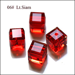 Honeyhandy Imitation Austrian Crystal Beads, Grade AAA, Faceted, Cube, Red, 4x4x4mm(size within the error range of 0.5~1mm), Hole: 0.7~0.9mm