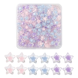 Honeyhandy 195Pcs 3 Colors Transparent Acrylic Beads, Bead in Bead, Faceted, Star, Mixed Color, 10.5x11x7mm, Hole: 2mm, 65pcs/color