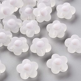 Honeyhandy Transparent Acrylic Beads, Frosted, Bead in Bead, Flower, WhiteSmoke, 16.5x17x9.5mm, Hole: 2.5mm, about 390pcs/500g