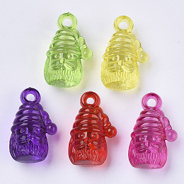 Honeyhandy Christmas Theme, Transparent Acrylic Pendants, Dyed, Father Christmas, Mixed Color, 21.5x13x10mm, Hole: 2.5mm, about 420pcs/500g