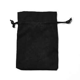 Velvet Cloth Drawstring Bags, Jewelry Bags, Christmas Party Wedding Candy Gift Bags, Rectangle, Black, 15x10cm