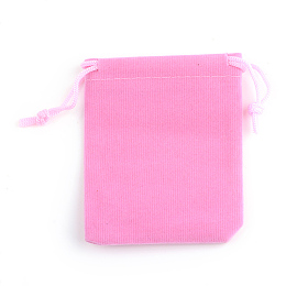 Honeyhandy Rectangle Velvet Pouches, Gift Bags, Pink, 15x10cm