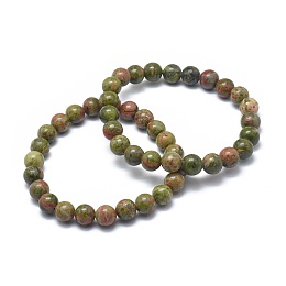 Honeyhandy Natural Unakite Bead Stretch Bracelets, Round, 2 inch~2-3/8 inch(5~6cm), Bead: 5.8~6.8mm